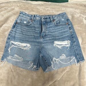 American Eagle Outfitters Blue Distressed Jean Shorts